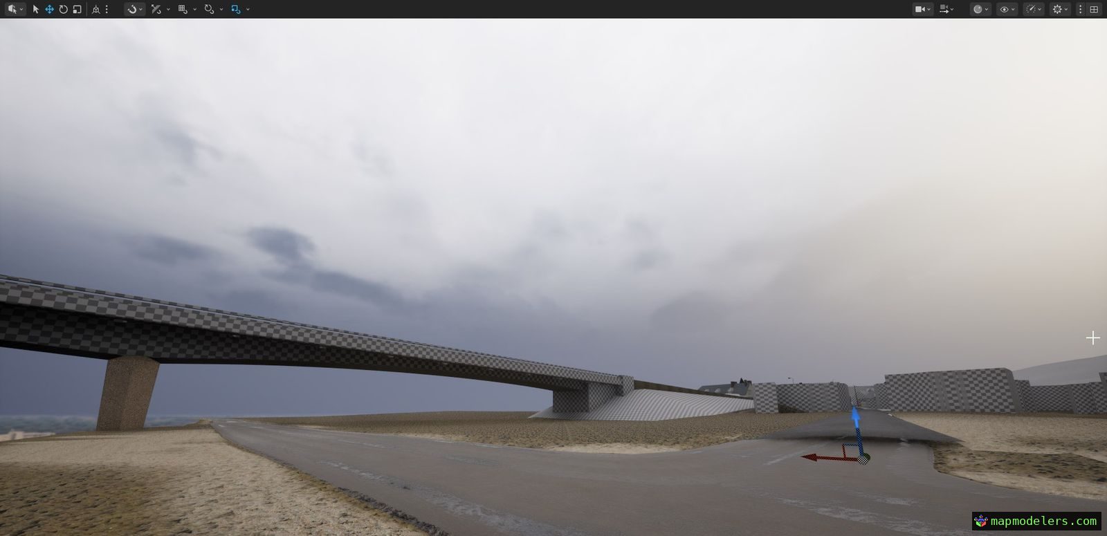 A bridge and its road, built in Blender, lit in Unreal