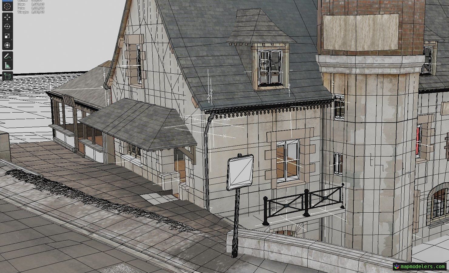 A house modeled in Blender